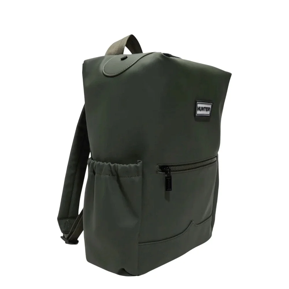 Hunter Top Clip Buckle Backpack Olive Green Water Resistant‎ Rubber Commuter Bag
